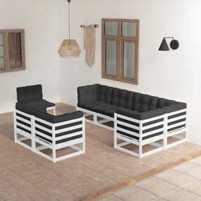 3076715 vidaXL Set mobilier de grădină cu perne, 8 piese, lemn masiv de pin