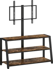 HOMCOM Comodă TV cu suport pentru televizoare de 81-178 cm, rafturi deschise, unghi reglabil 35°, 108x41x135cm, maro | Aosom Romania