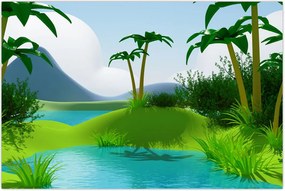 Tablou - Lac în junglă (90x60 cm)