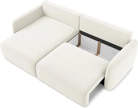 Colțar crem extensibil/cu spațiu de depozitare cu tapițerie din catifea (cu colț pe partea stângă/cu șezlong) Kalena – Makamii