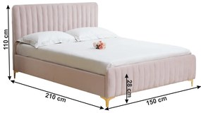 Pat matrimonial 140 cm Karilla (roz) (cu somieră). 1017199