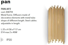 Aplica din metal design clasic PAN AP2, auriu 208794