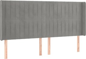 vidaXL Tăblie de pat cu aripioare gri deschis 163x16x118/128cm catifea