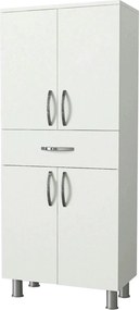 Dulap baie 731WAT3910, alb, PAL melaminat, cu 4 usi si un sertar, 59x3
