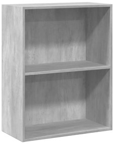 800967 vidaXL Bibliotecă cu 2 rafturi, gri beton, 60 x 30 x 76,5 cm, PAL