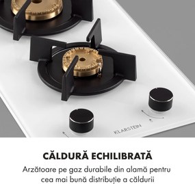 Klarstein Goldflame Domino, plită pe gaz, 4 arzătoare, arzătoare din alamă, sticlă ceramică