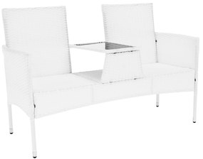 Set ratan 2 locuri cu masă, alb, LALIT TYPE 2