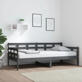 820369 vidaXL Pat de zi, gri, 90x190 cm, lemn masiv de pin