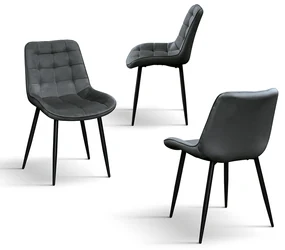 SET 4 Scaune Ernest catifea, structura metalica - GRI - STANDARD - 4 BUCATI
