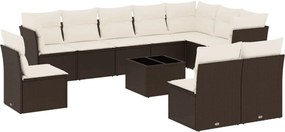 vidaXL Set canapele de grădină cu perne, 11 piese, maro, poliratan