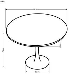 Masa rotunda Olmo – ø90 / h83 cm