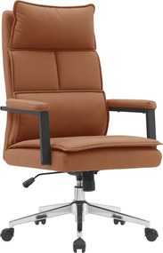 Scaun de birou, piele ecologică maro camel/crom, KAHIL