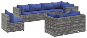 3308199 vidaXL Set mobilier de grădină cu perne, 8 piese, gri, poliratan