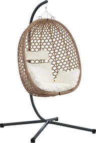 vidaXL Scaun suspendat ou Creme deschis 104 x 100 x 191 cm poliratan