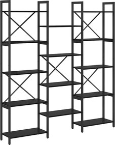 vidaXL Raft pentru cărți Stejar Negru 156 x 25 x 167 cm Lemn compozit