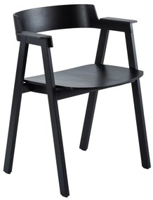 Scaun de dining negru cu cotiere din lemn de stejar Flip – Gazzda