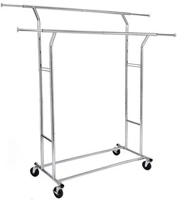 Suport pentru haine reglabil pe înălțime și lățime, argintiu