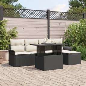vidaXL Set de canapea pentru grădină cu 6 piese și perne din rattan sintetic negru