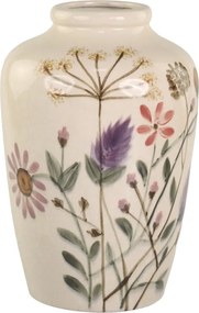 Vază ceramică cu motive florale, crem, H30/D20 cm, „Wildflower"