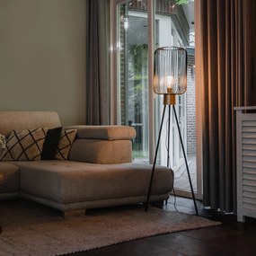 Lampa de podea de design neagră cu auriu - Mayelle