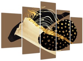 Tablou - Abstracție maro auriu N⁰1 (150x105 cm)