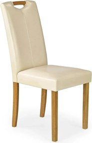 Scaun living Caro, crem/fag, piele ecologica/lemn de cauciuc, 42x58x96