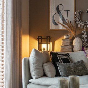 Lampă de masă industrială neagră cu lemn - Cage Rack