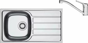 Set chiuveta bucatarie inox Franke Spark 78x43.5 cm cu 1 cuva si picurator dreapta finisaj lucios plus baterie crom