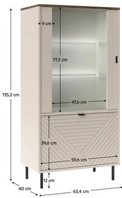 Vitrină Explicaba 1 (cashmir + stejar castello) . 1116329