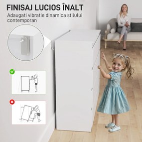 HOMCOM Comodă 8 Sertare cu Mânere Canelate 120x39x100 cm Alb | Aosom Romania