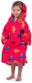 Towee Poncho copii surf Fishee pink, 50 x 60 cm