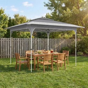 Outsunny Pavilion Pliabil 3.5x3.5 m Pop Up, Montare Ușoară cu Buton Central, Pavilion de Grădină Reglabil pe Înălțime cu Acoperiș Dublu, Geantă de Transport, UV50+, pentru Exterior, Gri Închis | Aosom Romania