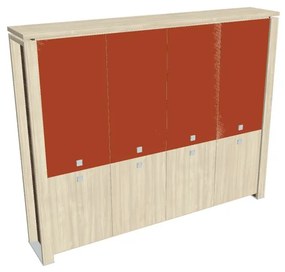 Dulap înalt Verno+ 260 x 46 x 210 cm, uși combinate, salcâm / portocaliu