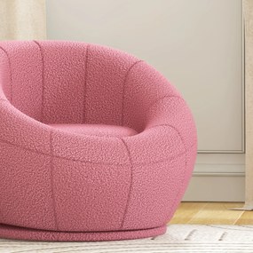 HOMCOM Fotoliu Modern Rotund pentru Copii, Fotoliu de Pluș cu Căptușeală Groasă, 60x56x48 cm, Roz | Aosom Romania