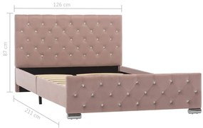 Cadru de pat, roz, 120 x 200 cm, material textil Roz, 120 x 200 cm