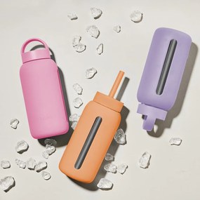 Pai de băut cu perie de curățare/cu capac inclus din silicon Tropical Papaya – Muuki