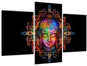 Tablou - Bustul lui Buddha în culori neon (90x60 cm)