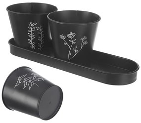 Ghivece 3 buc. din metal pentru ierburi aromatice ø 11 cm Black – Orion