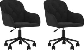 vidaXL Scaune de bucătărie pivotante, 2 buc., negru, catifea