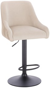 HR920W Scaun Crem din Catifea cu Bază Neagră