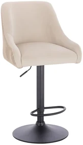 HR920W Scaun Crem din Catifea cu Bază Neagră