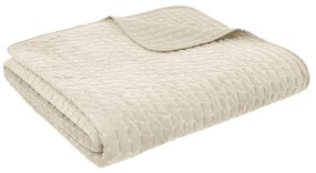 Cuvertură bej matlasată din catifea 240x260 cm Attica Velvet Embroidered – Bianca