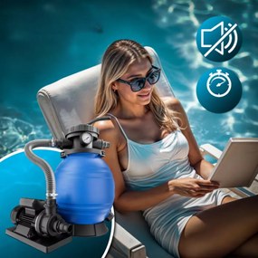 Sistem de filtrare cu nisip pentru piscină AQUA, 10 200 l/h, albastru Jurhan