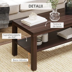 HOMCOM Măsuță de Cafea Rectangulară Clasică cu Raft Spațios de Depozitare din Lemn 90×45×44.5cm | Aosom Romania