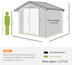 Outsunny Casuta de Gradina, Magazie de Depozitare, sopron pentru Unelte din Tabla de Otel, cu Usi glisante, Gri | Aosom Romania
