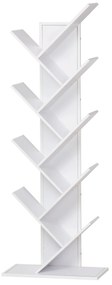 HomCom biblioteca in forma de copac, 50x28x142 cm, alba | AOSOM RO