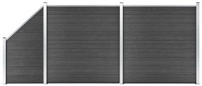 vidaXL Set de panouri de gard, negru, 446x (105-186) cm, WPC