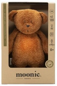 Pluș de îmbrățișat cu sunete și lumină Moonie ursuleț organic caramel natur