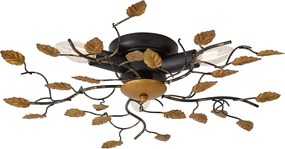 Plafoniera vintage neagră cu auriu 50 cm 3 lumini - Foglie