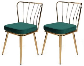 Set de scaune de sufragerie Yildiz Green and Gold,2 buc., 2 buc.